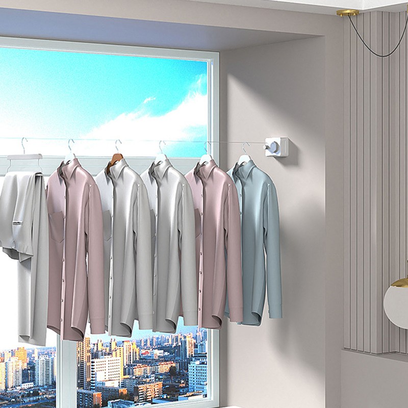 Retractable Clothesline Stainless Steel 4.2m Punch Free Good Load Bearing