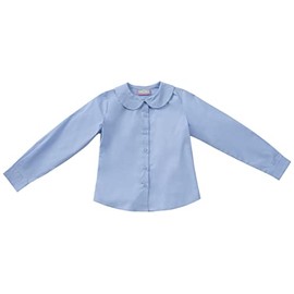 Classroom School Uniforms girls Long Sleeve Stretch Peter Pan Blouse, Light Blue, Large US