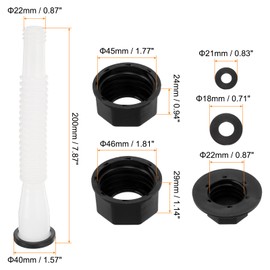 HARFINGTON 3set Gas Can Spout Replacement, Gas Can Nozzle Flexible Pour Nozzle w Fine/Coarse Thread Cap, Spout Sealing Cap, Gas Can Vent Cap-A/B for Most 1/2/5/10 Gal Can, White