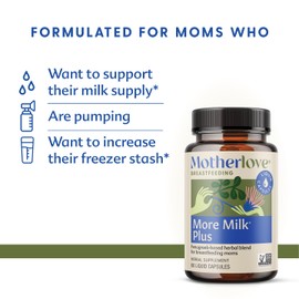 Motherlove More Milk Plus (60 Liquid caps 2 Pack) Fenugreek-Based Lactation Supplement to Support Breast Milk Supply—Non-GMO, Organic Herbs, Vegan, Kosher