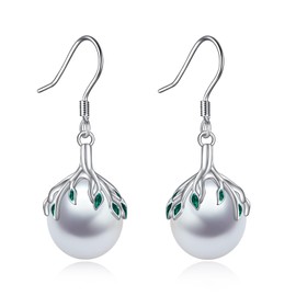 ONEFINITY Pearl Earrings for Women 925 Sterling Silver Pearl Drop Dangle Earrings Pearl Jewellery Gift for Mom