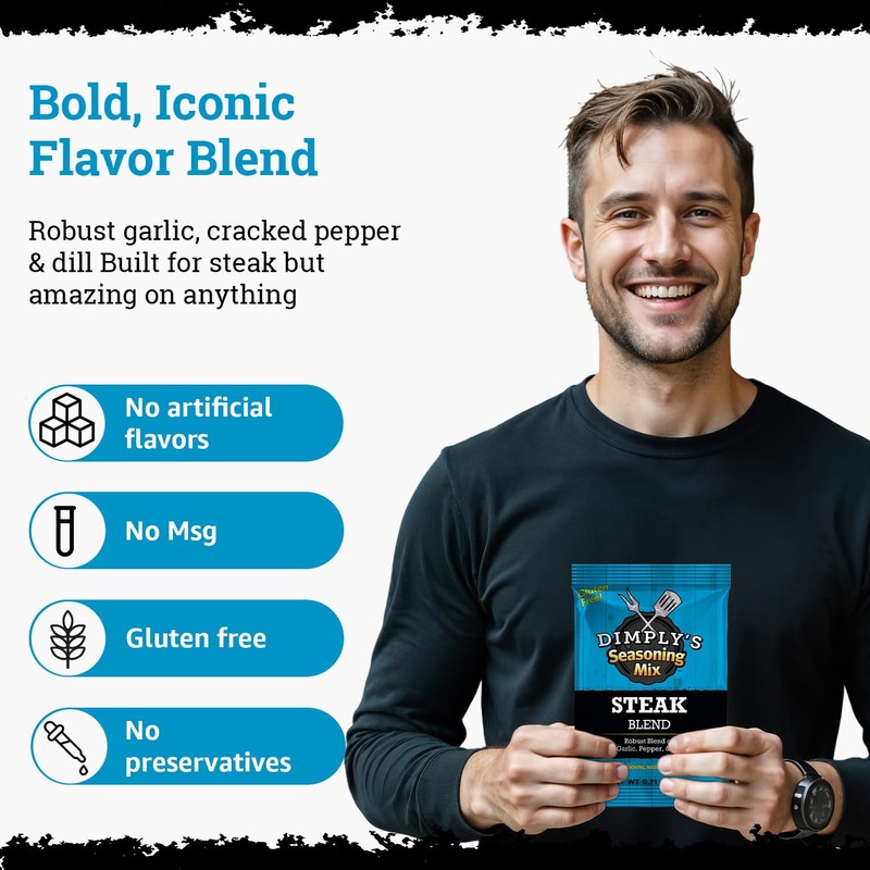 Dimply's Steak Seasoning Mix – 12 Pack, Single Serve Dry