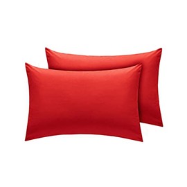 DTEX HOMES Pillowcases Pack of 2 Ultra Soft Polycotton Envelope Closure Pillow covers (Red-HouseWife)