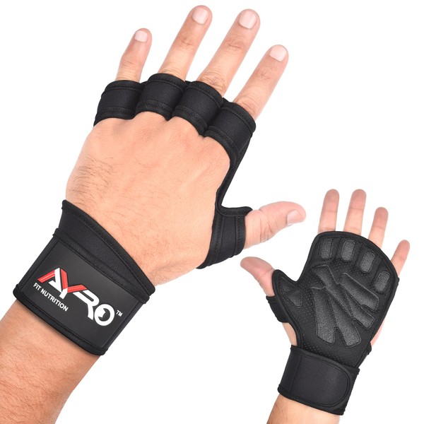 AYRO Workout Gloves| Ventilated Workout Gloves for Men and Women| Weightlifting Gloves| Gym Gloves with Built-in Wrist Wraps for Men and Women-Best for Weightlifting