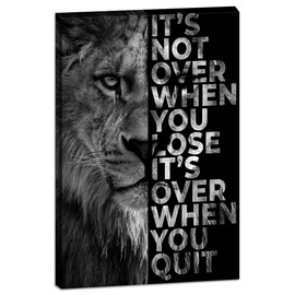Motivational Canvas Prints Framed Wall Art for Bathrooms Modern Home Decor Inspirational Wall Art for Office Quotes Black and White Wall Decor for Animal Lion Framed Stretched - 18" Wx24 H