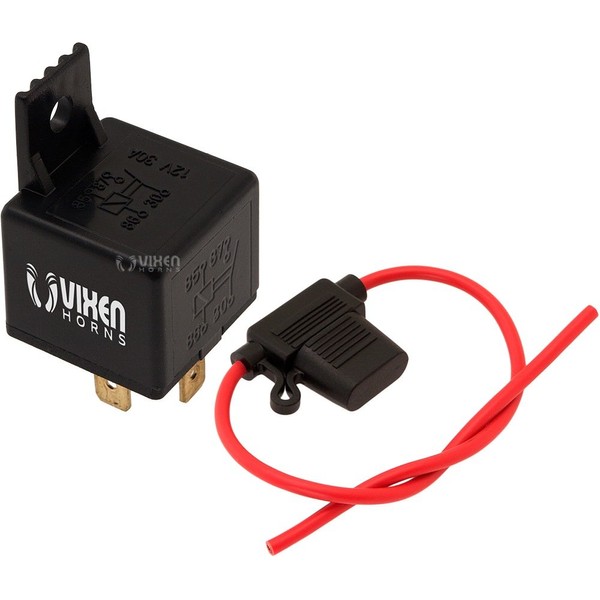Vixen Horns Train/Air Horn Compressor Installation Kit 30A in-line Fuse with Waterproof Holder and 4-PIN 30A 12V Horn Relay VXK9501