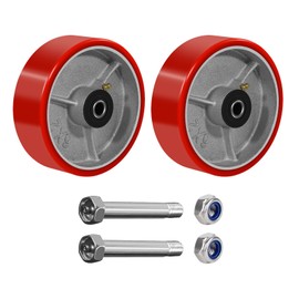 NINOSO 6" x 2" Heavy Duty Caster Wheels, 1/2" Bore Axle Polyurethane on Cast Iron Wheel, Set of 2 Replacement Industrial Caster Wheels for Cart Toolbox (2 Wheel)