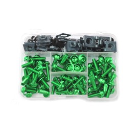 REWOLFNUS Universal Fairing Bolt Kit 177 Pcs Screws Colorful Fasteners Fixing Sportbike Bolts Fairing for Most Motorcycle(Green)