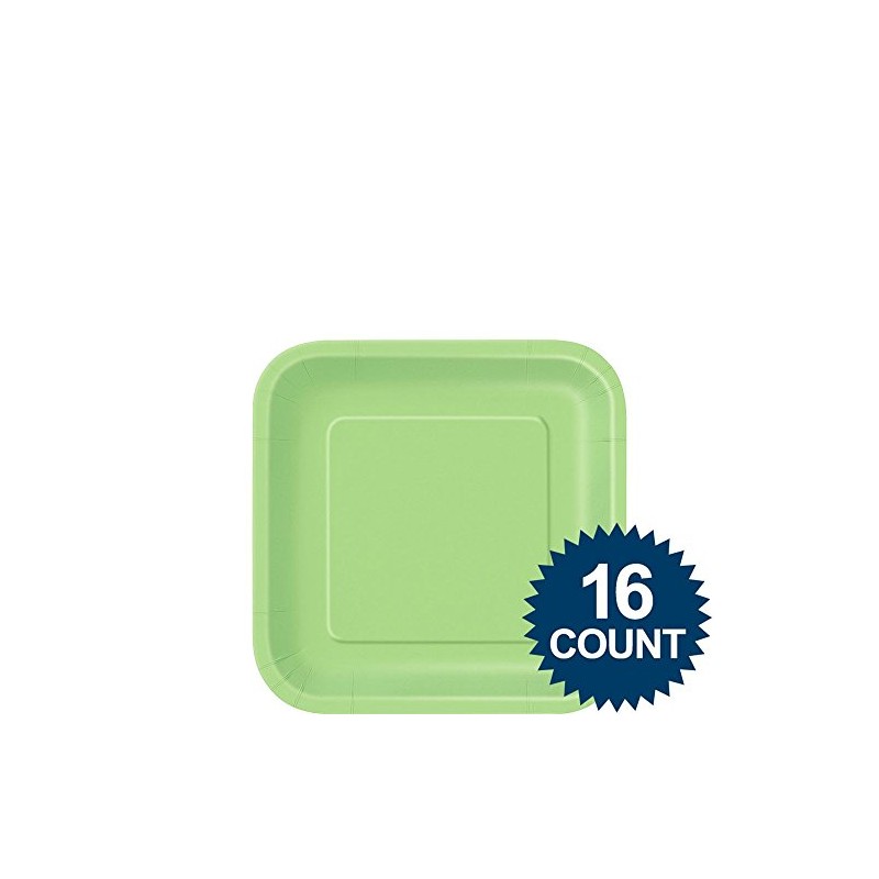 Lime Green Square Paper Dessert Plates (17cm) 16 Count -