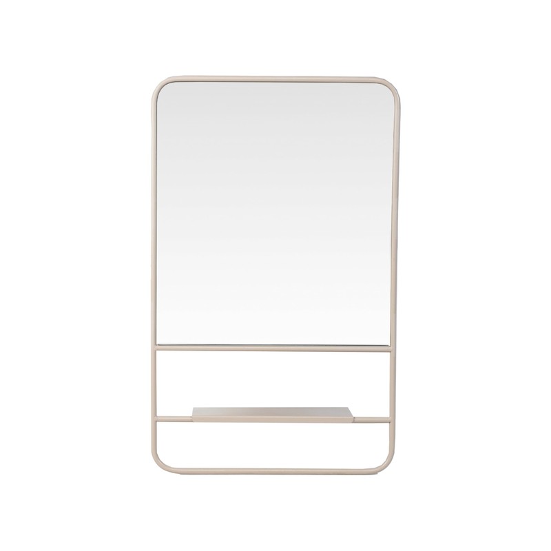 Bloomingville Metal Wall Mirror with 3 Shelves, Blush Color