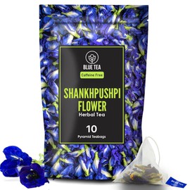 BLUE TEA - Shankhpushpi Flower Tea - 10 Tea Bags - Plant Based | Herbal Tea || CHRISTMAS GIFTS || Caffeine Free - Vegan - Non-GMO | Zipper Pack