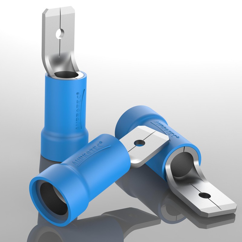 AUPROTEC 100x Flat Connector 1.5-2.5 mm² Blue/Plug Width 6.3 mm