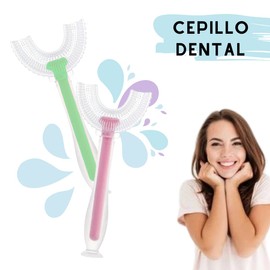 VERALY.MX | 2 Cepillos De Dientes Forma U Boca Entera Adulto Silicon - cepillo de silicona suave de grado alimenticio, envoltura de 360° para limpiar los dientes, mango cómodo, el cuidado de los dientes saludable (Rosa)