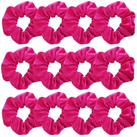 Güvass 12 unidades de coleteros de terciopelo elásticos para el pelo, Hot Pink