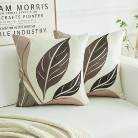 Cushion Cover 45 x 45 cm Boho with Abstract Simple Geometric Leaves Decorative Cushion Cover Polyester Cushion Cover Bohemian Cushion Cover Decoration for Living Room Sofa Balcony Garden Patio Cafe