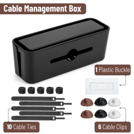 Bates- Cable Management Box, Small, Cable Organizer Box, Cord Organizer Box, Cable Box Organizer, Cord Management Box, Cord Hider Box, Cord Box for Wires on Floor, Power Strip Cover Box Baby Proof