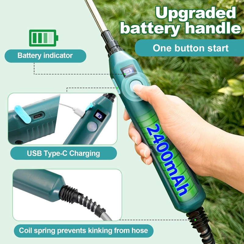 Battery Powered Sprayer Wand,23.6" Electric Sprayer Telescopic Wand with 3