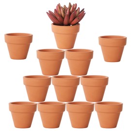 YISHANG 1.9 Inch Tiny Terracotta Pots Pack of 12-Small Mini Clay Pots with Drainage Holes Flower Nursery Terra Cotta Planter for Tiny Cactus Herb lithop,Succulent Plants,Crafts,Wedding Favor