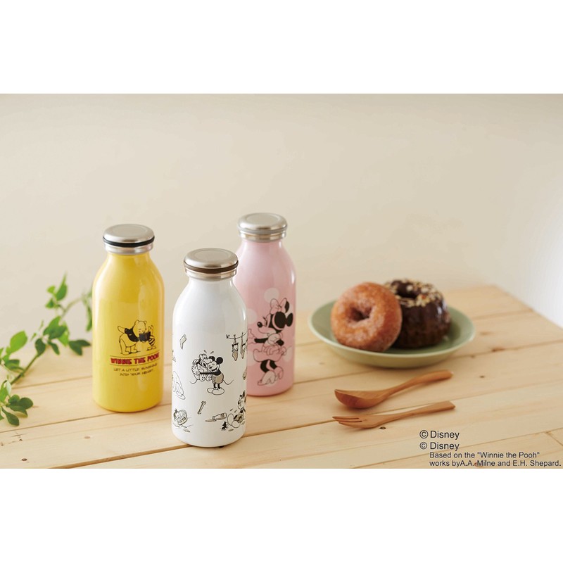 mosh! x Diseny WDMB350MK Mug Bottle, Vacuum Insulated, Screw Type,