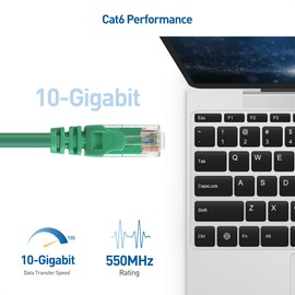Cable Matters - Cable Ethernet Cat 6 sin enganches de 10 Gbps (cable Cat 6, cable Cat6, cable de Internet, cable de red) en verde
