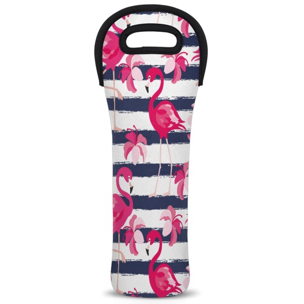 bisibuy Flamingo Stripe Single Bottle Neoprene Wine Tote Carrier Cooler