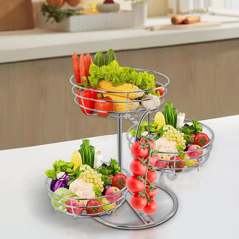 Livabber Fruit Basket Bowl with Banana Hanger, Fruit Vegetable Storage