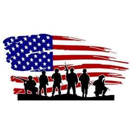 Amaonm Removable Vinyl American Flag and Soldier Wall Decal - USA Flag Wall Stickers Peel Stick Art Decor for Classroom, Kids Bedroom, Teens Nursery, Living Room, Playroom, Offices Wall Decoration