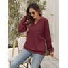 EADINVE Womens Casual Sweatshirts Long Sleeve V Neck Fleece Pullover