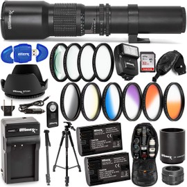 Ultimaxx 500mm (1000mm w/ 2X Converter) Telephoto Zoom Lens Plus Accessory Kit; Includes: 2X LPE6 Batteries and More Designed Specifically for Canon EOS R and RP Mirrrorless Cameras