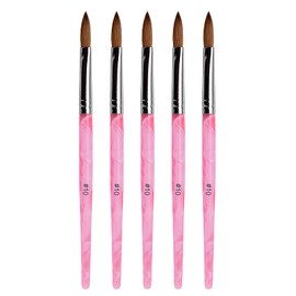 Rolabling 5pcs10# Kolinsky Sable Brush Acrylic Nail Art Brush Nail Art Painting Brush (5Pcs size 10#)