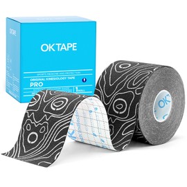 OK TAPE PRO Kinesiology Tape, 2inch x Long Roll 16ft Free Cut Tape, Elastic Athletic Tape Therapeutic Latex Free, Black+White