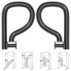 Balelinko Multi Grip Set of 2, Barbell Rack Holders Dip Grip Handles, Dip Bar Attachments for 2" x 2" Tube Power Cage, Bonus a Pair of 2" Spring Clip Collars Rings, Black