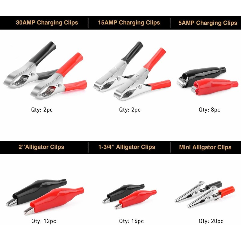 Nilight 60Pcs Metal Alligator Clip Assortment Test Lead Electrical Battery