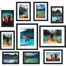TOMNK Black Picture Frame Set, Picture Frames Collage 10 Pack for Wall or Tabletop with 8x10 5x7 4x6 Frames, Gallery Wall Frame Set, Hanging or Tabletop Display