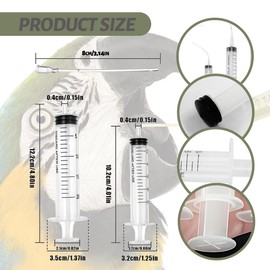 Pack of 12 Syringes with Hose Set, 10 ml Syringe, 20 ml Syringe, Pigeon Accessories, Baby Birds Parrot Supply, Feeder Feeding Probe, Baby Young Birds Feeding for Water, Medication, Aliment