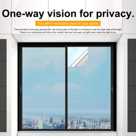 One Way Window Privacy Film, Window Tint for Home, Reflective Mirror Glass Windows Coverings Heat UV Blocking See Out Not in, Black