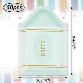 FYSUIMU 40Pcs Back to School Pencil Paper Plates Pastel Crayon Shape First Day of School Disposable Plate 4 Colors Decorative Plate for Graduation Kindergarten Party Supplies Table Decor, 9 x 7.3 in