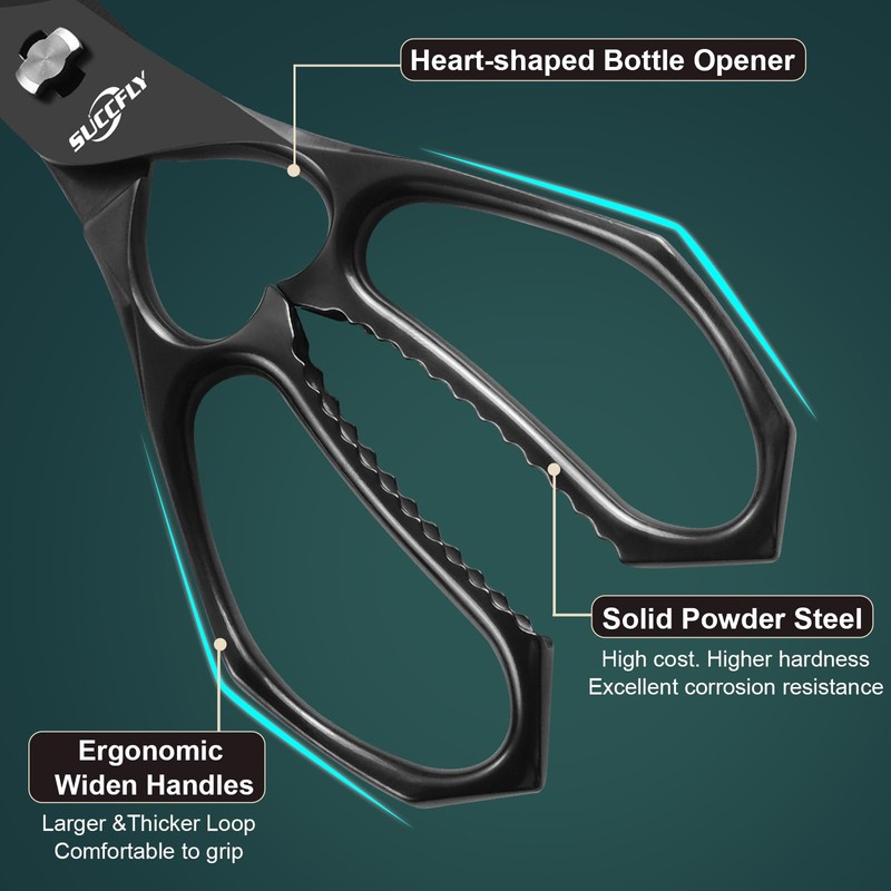 SUCCFLY Kitchen Scissors for Food，Premium Kitchen Shears Heavy Duty，8.8″Ultra Sharp