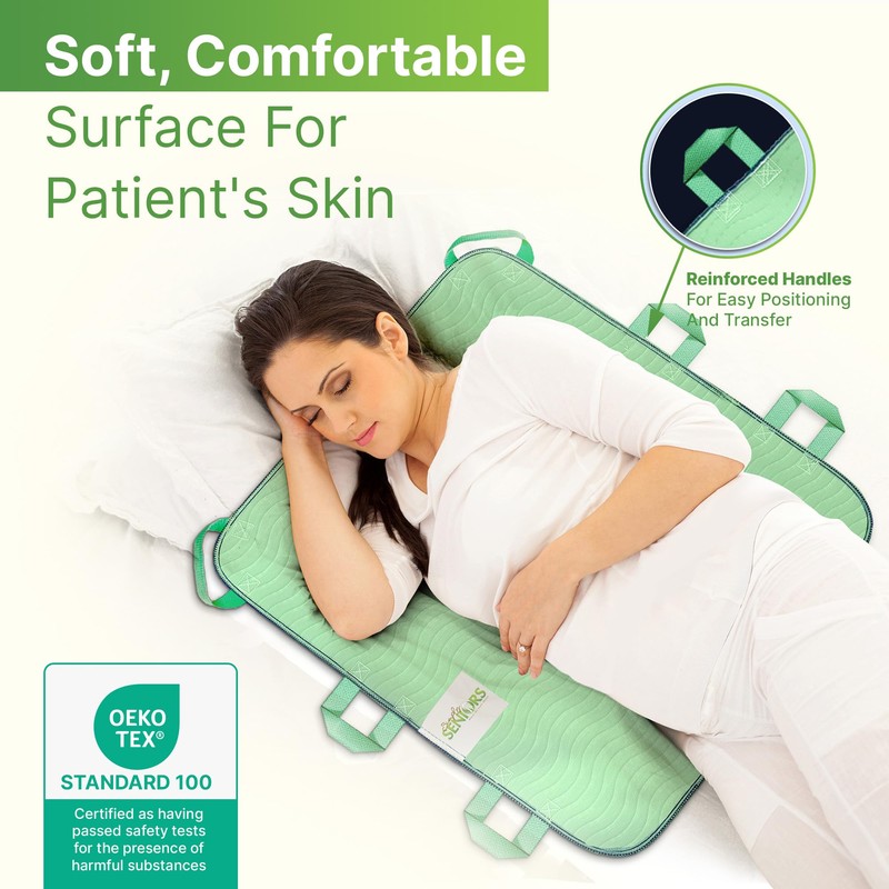Absorbent Positioning Bed Pads for Elderly with Handles 34"x36"- Washable