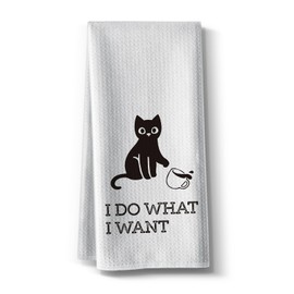 Hcaredee Funny Kitchen Towels,Cat Themed Dishcloth Dish Napkin Décor,16 x 24Inch,Cute Hand Towel,High Absorbent Tea Rags,Sweet Gifts for Cat Lover Owners Mom Hostess Women New Home Housewarming