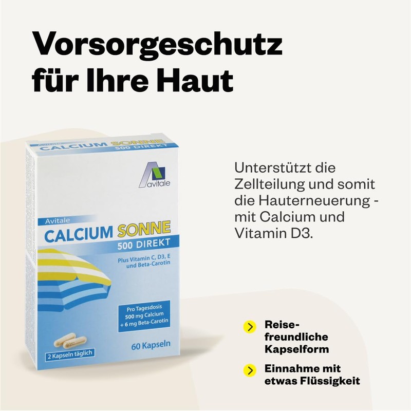 Calcium Sun 500 - Only 2 Capsules Daily to Prepare