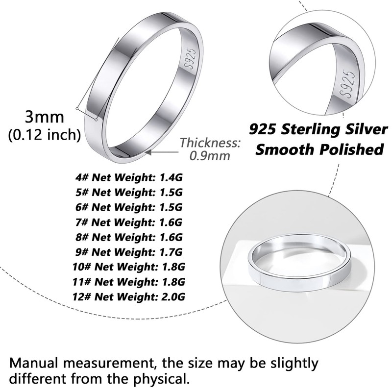 Couples Ring High Polishing Glossy Band 3mm Stackable Thin Rings