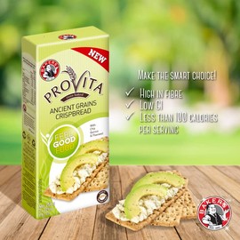 Bakers Provita | Ancient Grains Crispbread | High Fibre | Keto friendly | Low GI | Under 100 Calories | 9 Ounce | Pack of 2 |