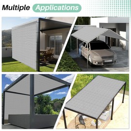 SunnyRoyal 10'x12' Sun Shade Sail Straight Edge with Grommets Rectangle Heavy Duty Canopy Shade Cover UV Block Fabric Cloth Screen for Outdoor Patio Carport Backyard (Light Gray)