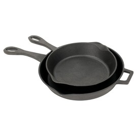 Bayou Classic 7451 Cast Iron Skillet Set, 10-Inch and 12-Inch, Black Cast Iron