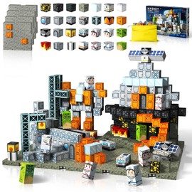 150PCS Magnetic Blocks with 4 Magnet Base Plates, Magnetic Building Blocks Cubes Build Space Rocket, Magnet Tiles Set STEM Sensory Construction Toys Birthday Gifts for Kids Boys Girls Ages 3+