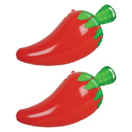 Beistle 2 Piece 30" Plastic Large Inflatable Chili Pepper Decorations, Blow Up Accessories For Cinco De Mayo Mexican Theme Fiesta Party Supplies, Celebrating With You Since 1900