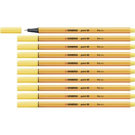 STABILO Point 88 Fineliner Pen,Yellow,Pack of 10
