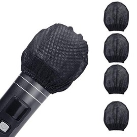 200pcs (100 Pairs) Mic Covers Disposable Non-Woven Individually Wrapped Mic Cover For Sanitary Mic Covers Disposable For Mic Karaoke Microphone Windscreen & Pop Filters Black