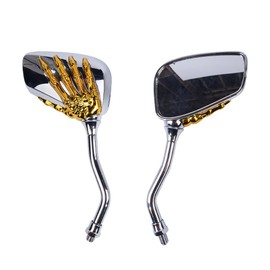 VOANZO 1 Pair Universal Motorcycle Scooter Chrome High Definition Skull Hands Claw Side Rear View Mirrors for Motorbike E-Bikes